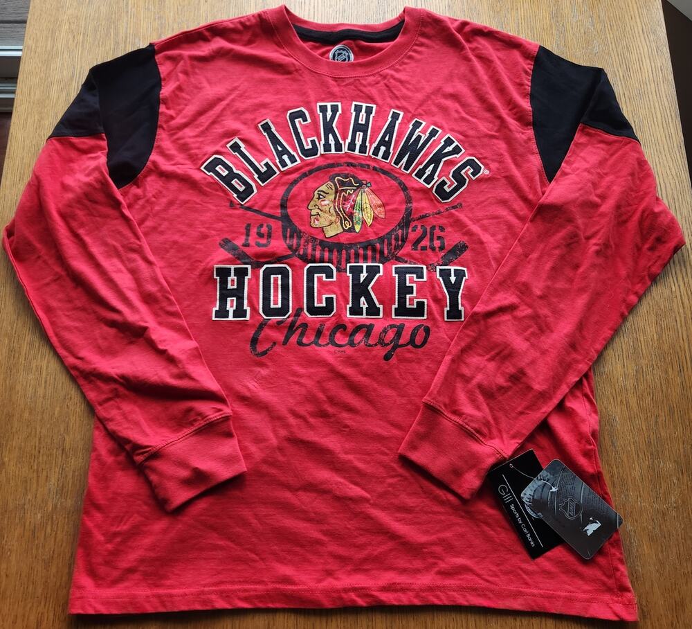 Men's Large Chicago Blackhawks NHL Long Sleeve Shirt NWT GIII CARL BANKS